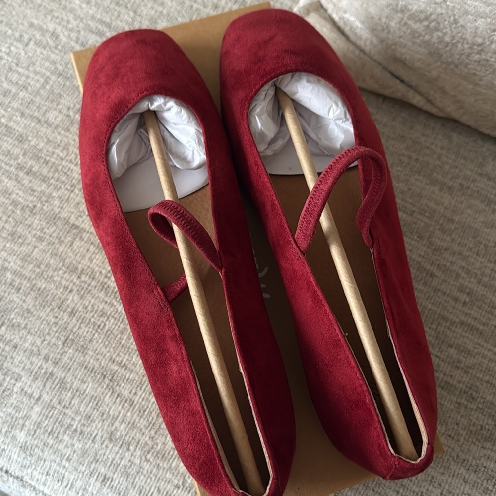 NWT Madewell Greta Suede Ballet Flats Ballerina Ruby Port Red Burgundy Leather - Picture 8 of 10